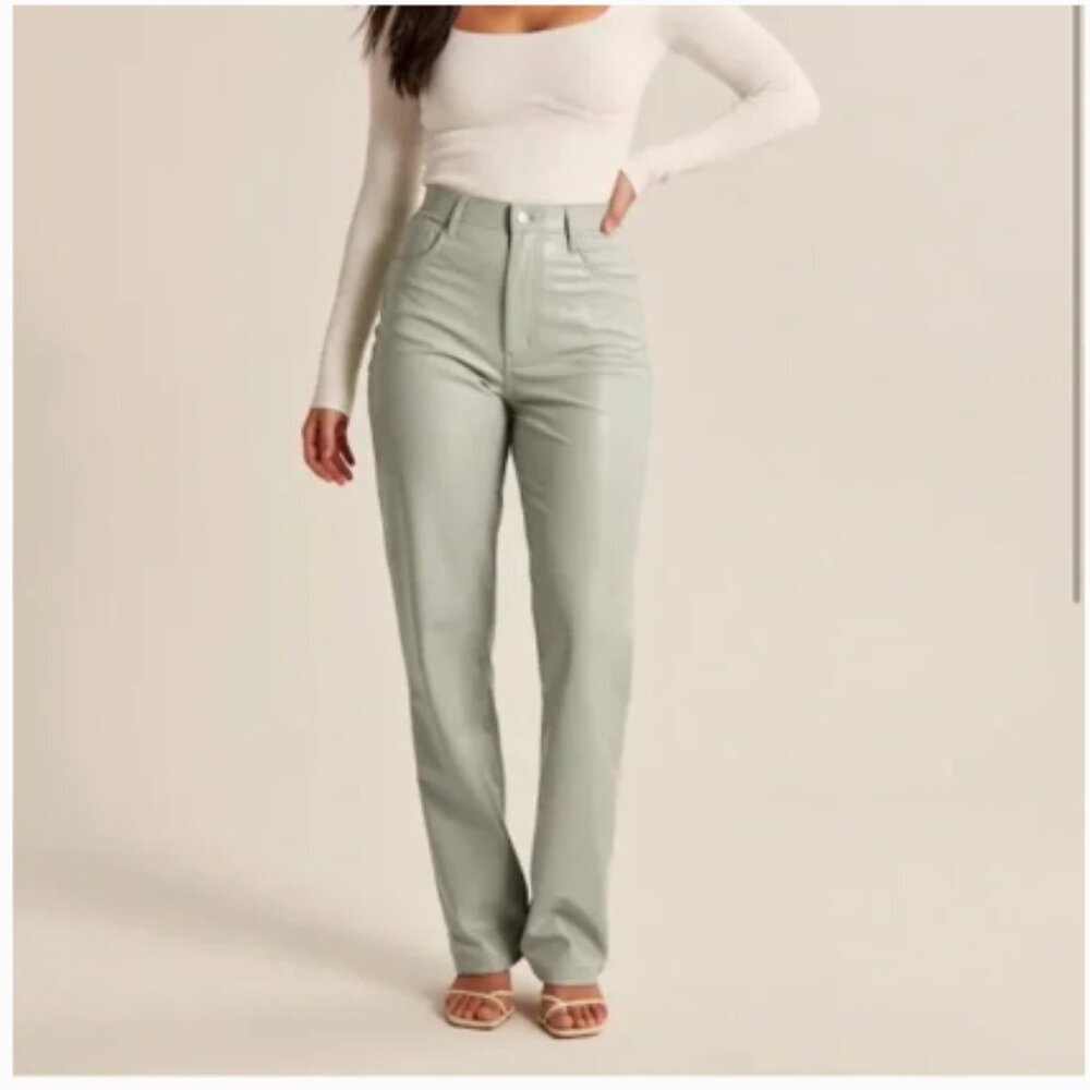 Abercrombie & Fitch Curve Love 90s Straight Leather Pant